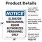 Signmission Elevator Mechanical Room Authorized OSHA Notice Sign, Aluminum, 18in W x 24in L, 2PK OS-2PACK-NS-A-1824-V-11734 - alternate 5